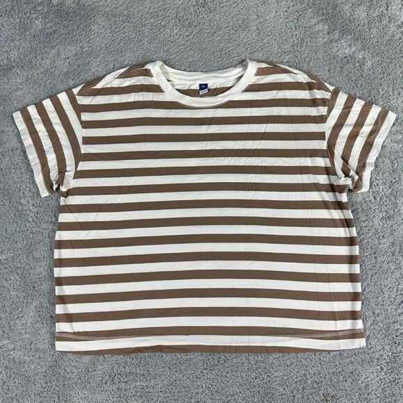 Old Navy Tan and White Striped Tee - Picture 1 of 11